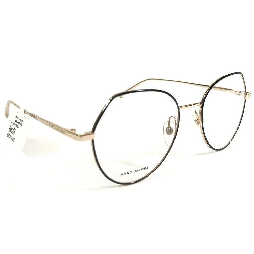 Marc Jacobs Eyeglasses Frames 475 2M2 Black Gold Round Full Rim 52-18-140